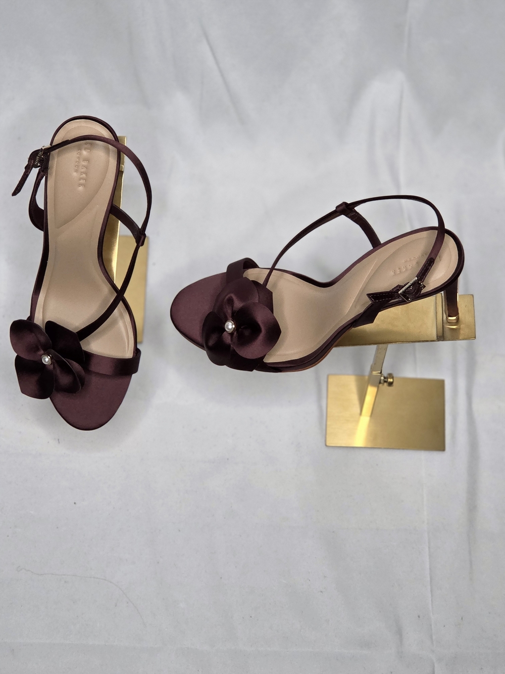 Ted Baker London Burgundy Satin Floral Slingback Heels